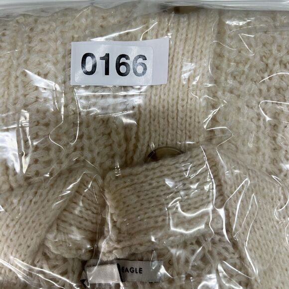 American Eagle Small Cardigan Sweater Cable Knit Oversized V-Neck Wool Cream - Picture 12 of 12